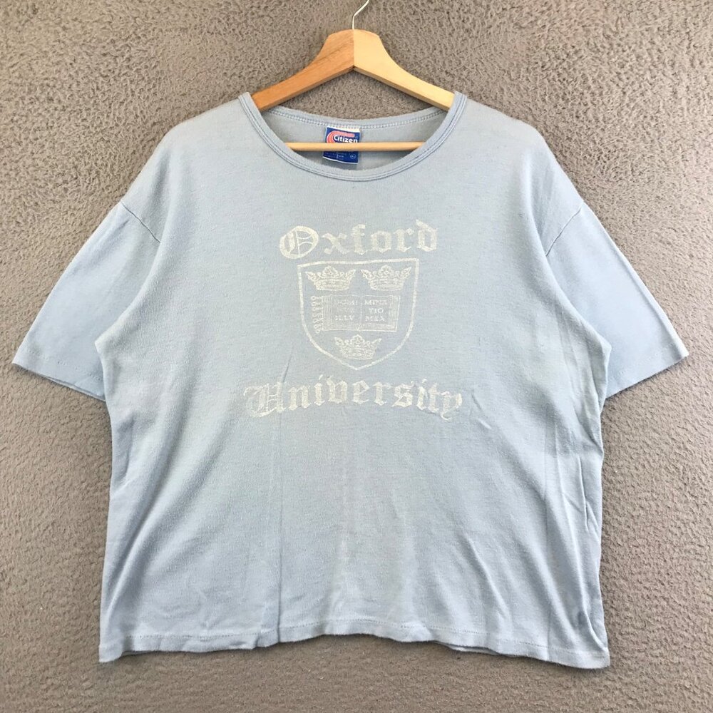 Vintage 80s Women's Oxford University Crest Logo T shirt Single‎ Stitch size XL